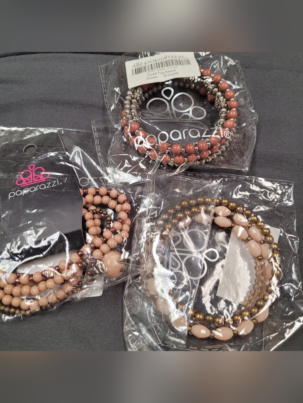Paparazzi Women’s Pink and Brown Beaded Bracelet Set